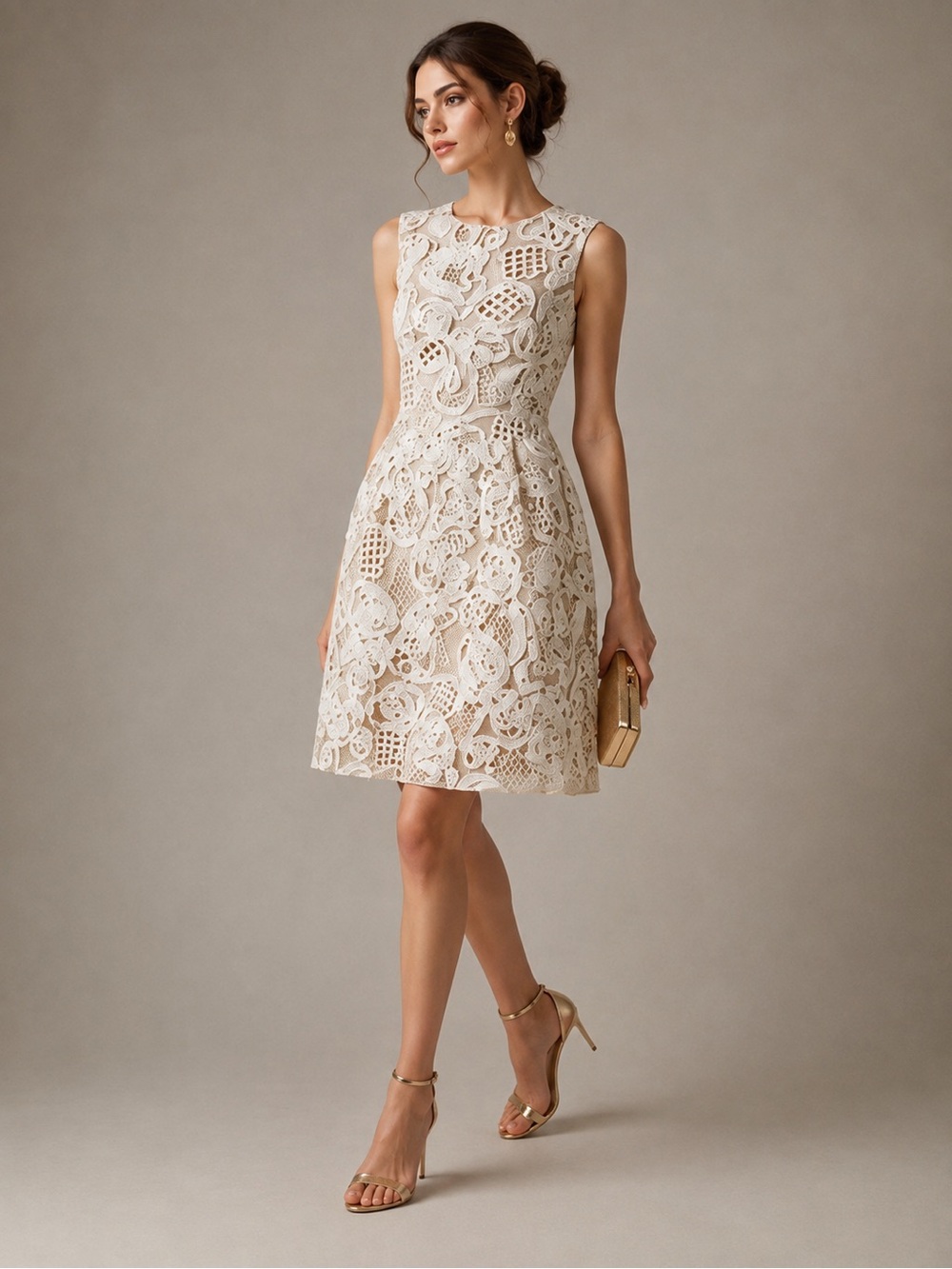 NWT Lela Rose 100% Silk Ivory Ribbon Lace Organza Cocktail Dress Size 8 USA
